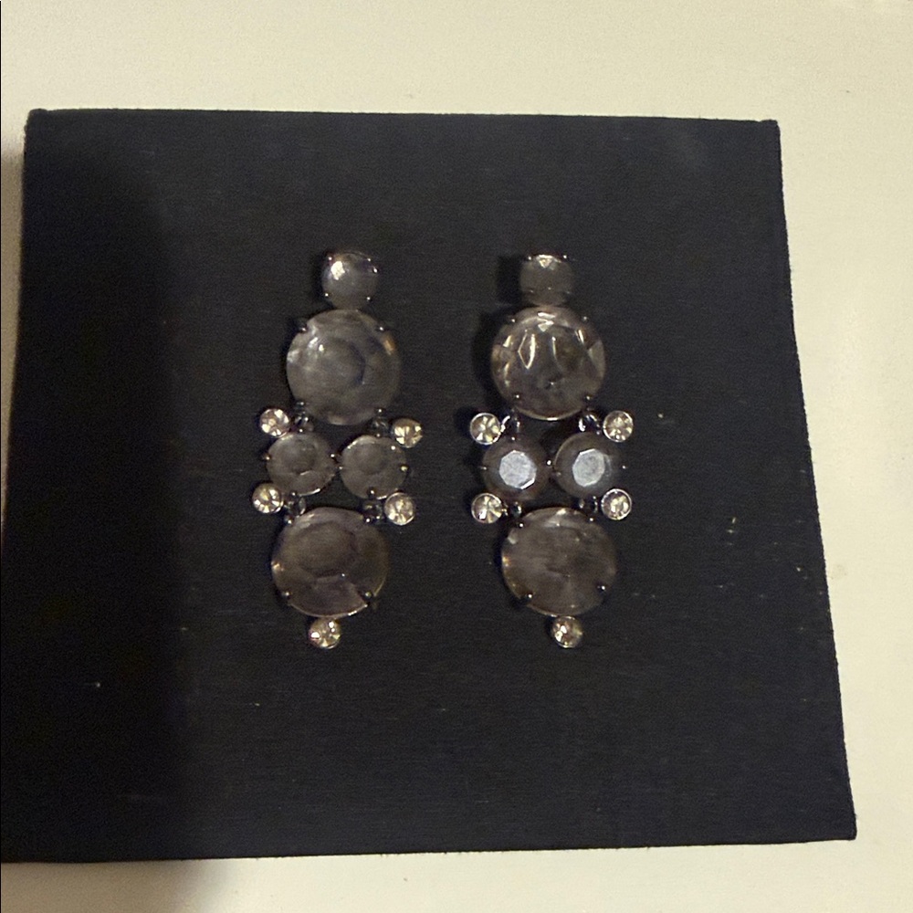 J. Crew Silver and Crystal Drop Earrings